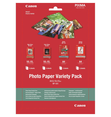 Fotopapier VP-101 Variety Pack 0775B079, sortiert, f&uuml;r Inkjet, 170, 200, 260, 275g wei&szlig; sortiert einseitig bedruckbar