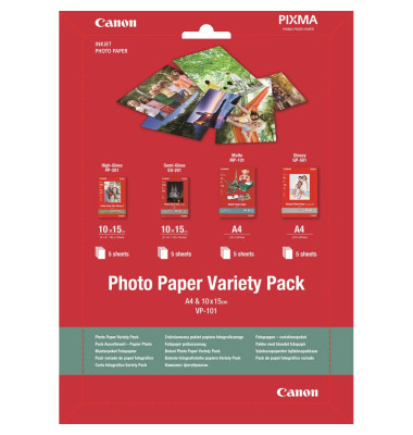 Fotopapier VP-101 Variety Pack 0775B079, sortiert, für Inkjet, sortiert weiß sortiert einseitig bedruckbar