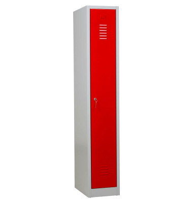 Spind 104754, Metall, 1 Abteil mit 1 Fach, abschließbar, 30x180cm (BxH), rot