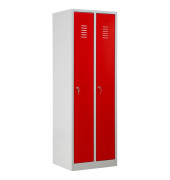 Spind 103490, Metall, 2 Abteile mit 2 Fächern, abschließbar, 60x180cm (BxH), rot
