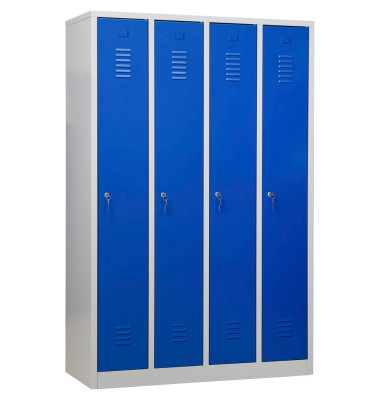 Spind 105032, Metall, 4 Abteile mit 4 Fächern, abschließbar, 117x180cm (BxH), blau
