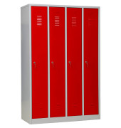 Spind 105034, Metall, 4 Abteile mit 4 Fächern, abschließbar, 117x180cm (BxH), rot