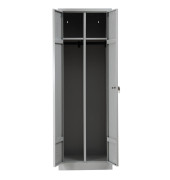 Spind 103447, Metall, 2 Abteile mit 2 Fächern (1 Verschluss je 2 Fächer), abschließbar, 60x180cm (BxH), lichtgrau