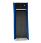 Spind 103448, Metall, 2 Abteile mit 2 Fächern (1 Verschluss je 2 Fächer), abschließbar, 60x180cm (BxH), blau