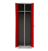 Spind 103450, Metall, 2 Abteile mit 2 Fächern (1 Verschluss je 2 Fächer), abschließbar, 60x180cm (BxH), rot