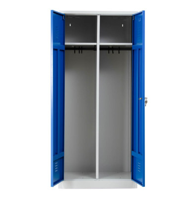 Spind 103928, Metall, 2 Abteile mit 2 Fächern (1 Verschluss je 2 Fächer), abschließbar, 80x180cm (BxH), blau