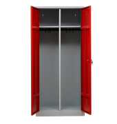 Spind 103930, Metall, 2 Abteile mit 2 Fächern (1 Verschluss je 2 Fächer), abschließbar, 80x180cm (BxH), rot