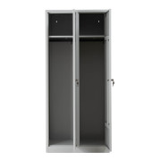 Spind 103967, Metall, 2 Abteile mit 2 Fächern, abschließbar, 80x180cm (BxH), lichtgrau