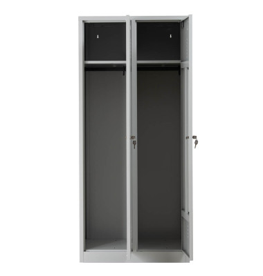 Spind 103967, Metall, 2 Abteile mit 2 Fächern, abschließbar, 80x180cm (BxH), lichtgrau