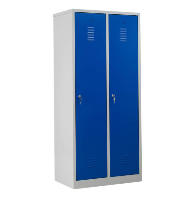 Spind 103968, Metall, 2 Abteile mit 2 Fächern, abschließbar, 80x180cm (BxH), blau