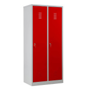 Spind 103970, Metall, 2 Abteile mit 2 Fächern, abschließbar, 80x180cm (BxH), rot