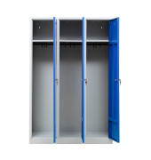Spind 105416, Metall, 3 Abteile mit 3 Fächern, abschließbar, 118,5x180cm (BxH), blau