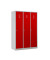 Spind 105418, Metall, 3 Abteile mit 3 Fächern, abschließbar, 118,5x180cm (BxH), rot