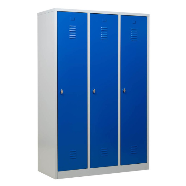 4260090176283 - Spind 105420 Metall 3 Abteile mit 3 Fächern abschließbar (Schloss separat erhältlich) 1185x180cm (BxH) blau 4260090176283 4260090176283 - Spind 105420 Metall 3 Abteile mit 3 Fächern abschließbar (Schloss separat erhältlich) 1185x180cm (BxH) blau 4260090176283