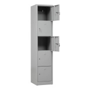 Schließfachschrank 110009, Metall, 1 Abteil mit 5 Fächern, abschließbar, 41x190cm (BxH), lichtgrau