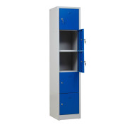 Schließfachschrank 110889, Metall, 1 Abteil mit 5 Fächern, abschließbar, 41x190cm (BxH), blau