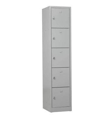 Schließfachschrank 110079, Metall, 1 Abteil mit 5 Fächern, abschließbar (Schloss separat erhältlich), 41x190cm (BxH), lichtg