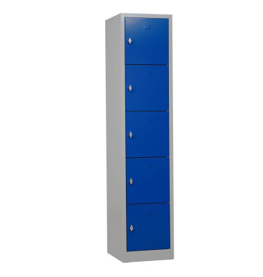 Schließfachschrank 111281, Metall, 1 Abteil mit 5 Fächern, abschließbar (Schloss separat erhältlich), 41x190cm (BxH), blau