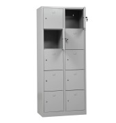 Schließfachschrank 106955, Metall, 2 Abteile mit 10 Fächern, abschließbar, 80x190cm (BxH), lichtgrau