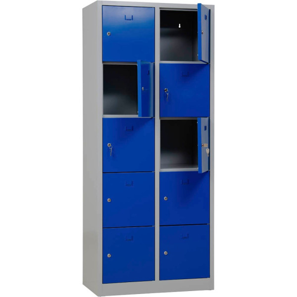 4260090175330 - Schließfachschrank 106956 Metall 2 Abteile mit 10 Fächern abschließbar 80x190cm (BxH) blau 4260090175330 Gürkan