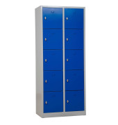 Schließfachschrank 106958, Metall, 2 Abteile mit 10 Fächern, abschließbar (Schloss separat erhältlich), 80x190cm (BxH), blau