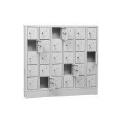 Schließfachschrank 111956, Metall, 6 Abteile mit 30 Fächern, abschließbar, 119x110cm (BxH), lichtgrau