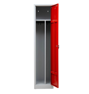 Spind 104954, Metall, 1 Abteil mit 1 Fach, abschließbar, 40x180cm (BxH), rot
