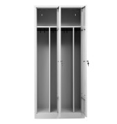 Spind 104047, Metall, 2 Abteile mit 2 Fächern, abschließbar, 80x180cm (BxH), lichtgrau