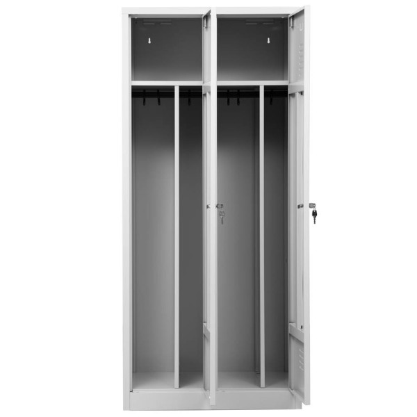 4260090176290 - Spind 104047 Metall 2 Abteile mit 2 Fächern abschließbar 80x180cm (BxH) lichtgrau 4260090176290 Gürkan 4260090176290 - Spind 104047 Metall 2 Abteile mit 2 Fächern abschließbar 80x180cm (BxH) lichtgrau 4260090176290 Gürkan