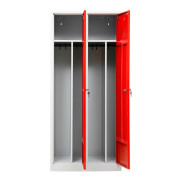 Spind 104050, Metall, 2 Abteile mit 2 Fächern, abschließbar, 80x180cm (BxH), rot