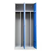 Spind 104052, Metall, 2 Abteile mit 2 Fächern, abschließbar (Schloss separat erhältlich), 80x180cm (BxH), blau