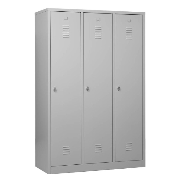 4260090176221 - Spind 105459 Metall 3 Abteile mit 3 Fächern abschließbar (Schloss separat erhältlich) 1185x180cm (BxH) lichtgrau 426009017