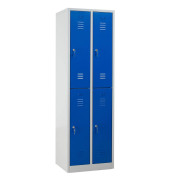 Spind 105928, Metall, 2 Abteile mit 4 Fächern, abschließbar, 60x195cm (BxH), blau