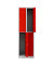 Spind 105934, Metall, 2 Abteile mit 4 Fächern, abschließbar (Schloss separat erhältlich), 60x195cm (BxH), rot