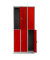 Spind 106122, Metall, 3 Abteile mit 6 Fächern, abschließbar, 90x195cm (BxH), rot