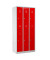 Spind 106126, Metall, 3 Abteile mit 6 Fächern, abschließbar (Schloss separat erhältlich), 90x195cm (BxH), rot