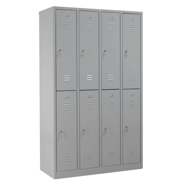 4260090175781 - Spind 106311 Metall 4 Abteile mit 8 Fächern abschließbar 117x195cm (BxH) lichtgrau 4260090175781 Gürkan 4260090175781 - Spind 106311 Metall 4 Abteile mit 8 Fächern abschließbar 117x195cm (BxH) lichtgrau 4260090175781 Gürkan