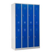 Spind 106312, Metall, 4 Abteile mit 8 Fächern, abschließbar, 117x195cm (BxH), blau