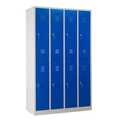 Spind 106312, Metall, 4 Abteile mit 8 Fächern, abschließbar, 117x195cm (BxH), blau