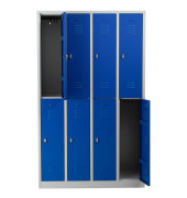 Spind 106316, Metall, 4 Abteile mit 8 Fächern, abschließbar (Schloss separat erhältlich), 117x195cm (BxH), blau
