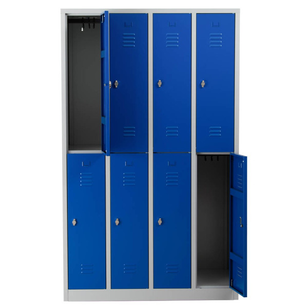 4260090175927 - Spind 106316 Metall 4 Abteile mit 8 Fächern abschließbar (Schloss separat erhältlich) 117x195cm (BxH) blau 4260090175927 Gü 4260090175927 - Spind 106316 Metall 4 Abteile mit 8 Fächern abschließbar (Schloss separat erhältlich) 117x195cm (BxH) blau 4260090175927 Gü