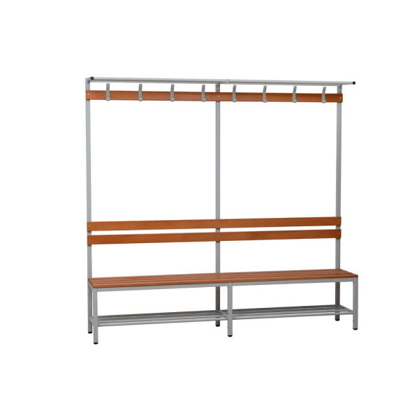 4260610840311 - Garderobenbank mit Haken und Schuhrost 107316 grau buche Holz 2000 cm