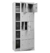Schließfachschrank 107699, Metall, 2 Abteile mit 10 Fächern, abschließbar, 80x190cm (BxH), lichtgrau