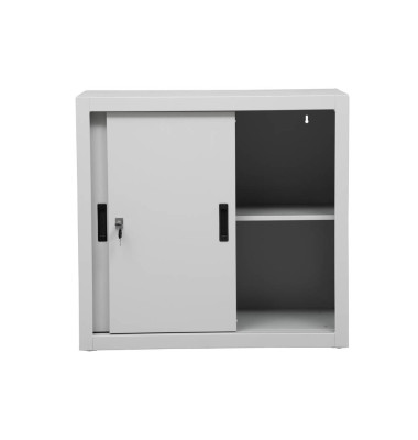 Schiebet&uuml;renschrank 100264, abschlie&szlig;bar, 2 OH, lichtgrau, 80x75x45cm (BxHxT)