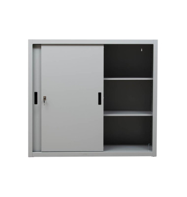 Schiebet&uuml;renschrank 100277, abschlie&szlig;bar, 3 OH, lichtgrau, 120x109x45cm (BxHxT)