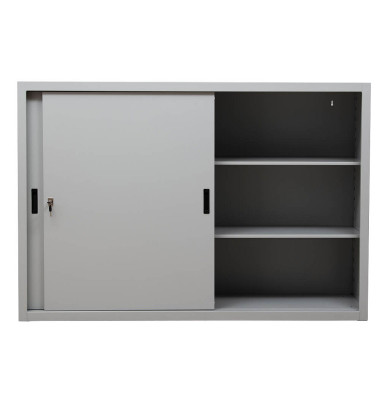 Schiebet&uuml;renschrank 100275, abschlie&szlig;bar, 3 OH, lichtgrau, 160x109x45cm (BxHxT)