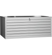 Planschrank 111331, Stahl abschließbar, 6 Schubladen, A1, 113 x 62 x 83 cm, lichtgrau