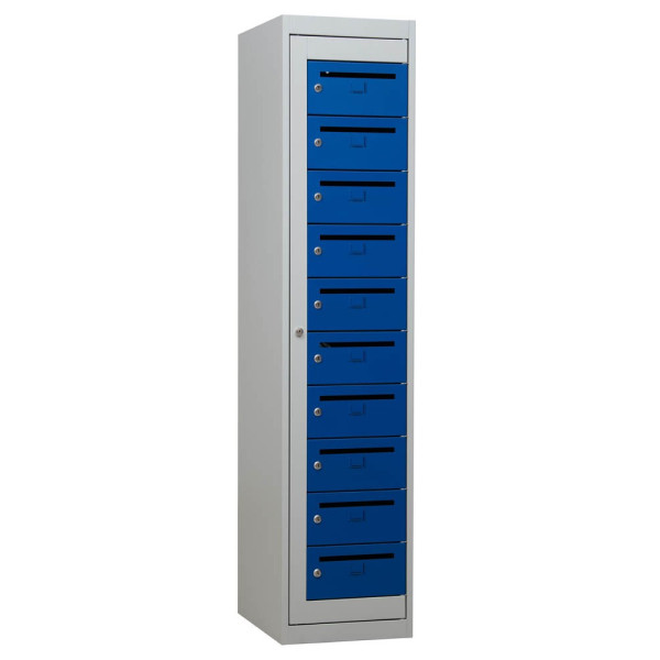 4260090177761 - Schließfachschrank 111315 Metall 1 Abteil mit 10 Fächern abschließbar 40x180cm (BxH) blau 4260090177761 Gürkan 4260090177761 - Schließfachschrank 111315 Metall 1 Abteil mit 10 Fächern abschließbar 40x180cm (BxH) blau 4260090177761 Gürkan