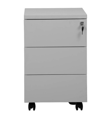 Rollcontainer 100571, lichtgrau, 3 Schubladen, Stahl, abschlie&szlig;bar