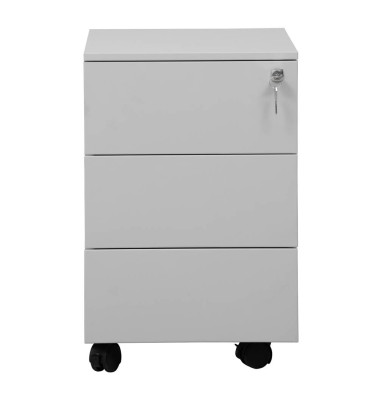 Rollcontainer 100569, lichtgrau, 3 Schubladen, Stahl, abschlie&szlig;bar